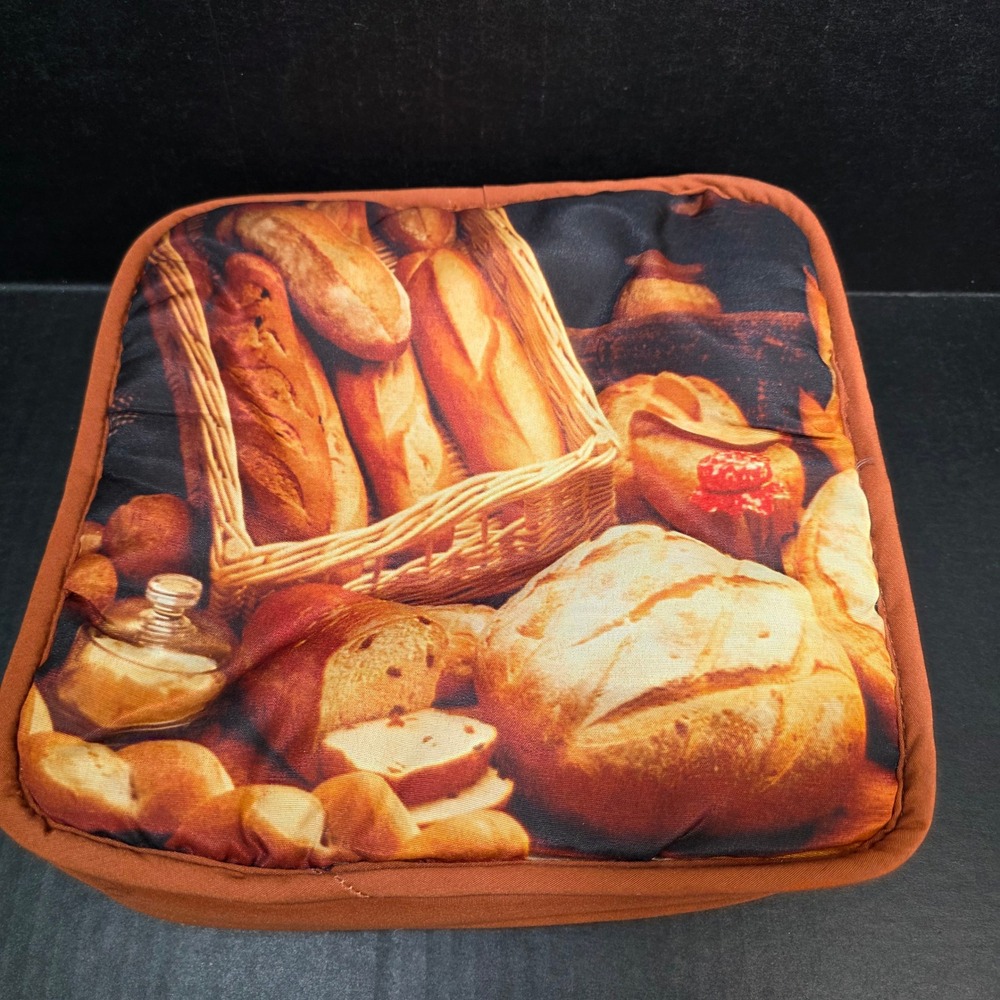Camerons Products Bread Roll Warmer Pouch 10" Brown Orange Bread Print Insulated